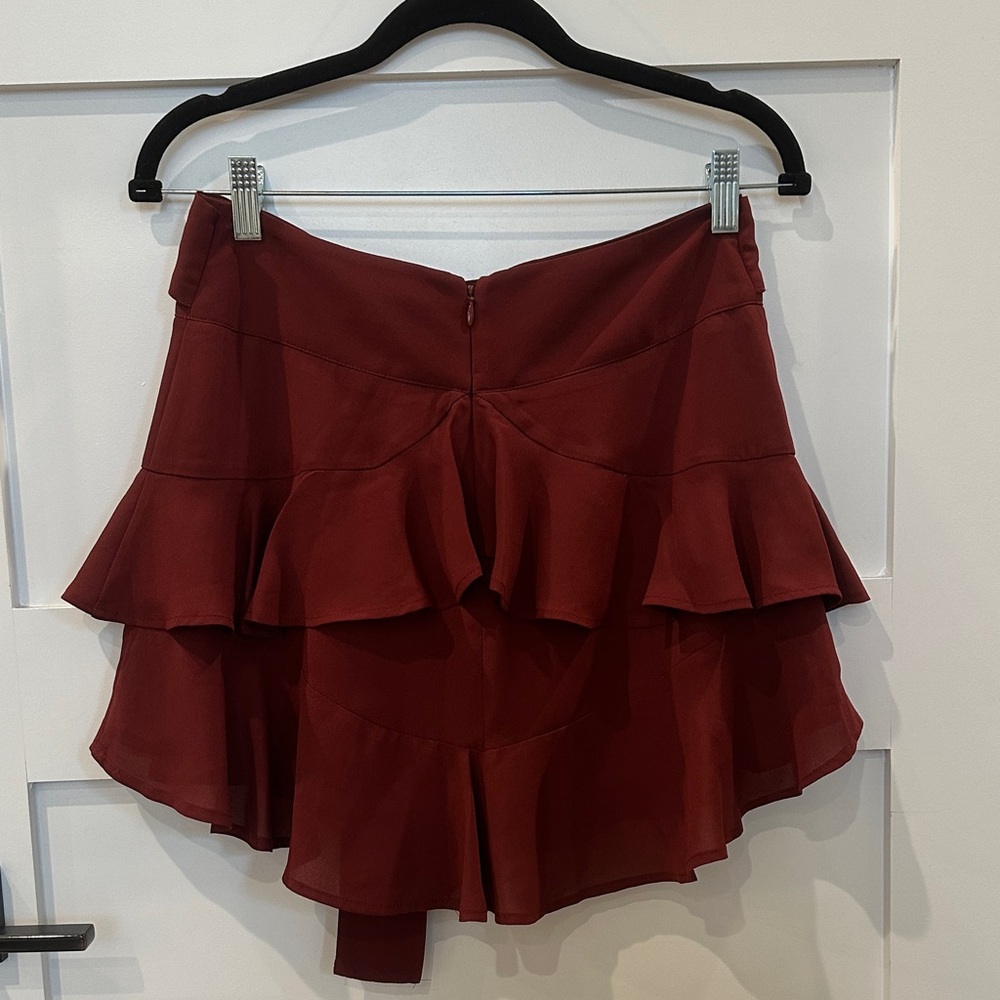 Express Ruffled Burgundy Skirt with Tie Waist NWT - Picture 4 of 4